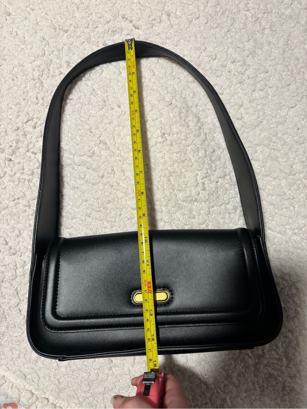 Rachel Zoe Black Rectangle Shoulder Bag with Gold Turn-Lock - Picture 7 of 9